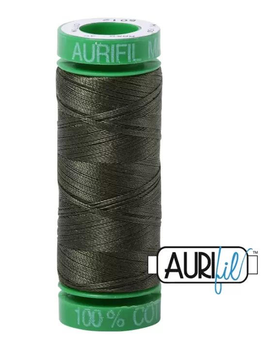 Fil Coton Mako 40 Aurifil 5012 Dark Green - Petite bobine de 150 mètres