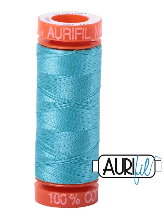 Fil Coton Mako 50 Aurifil 5005 Bright Turquoise - Petite bobine de 200 mètres