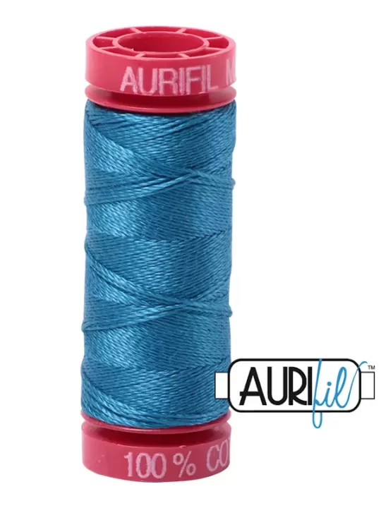 Fil Coton Mako 12 Aurifil 1125 Medium Teal - Petite bobine de 50 mètres