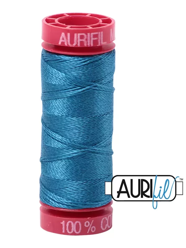 Fil Coton Mako 12 Aurifil 1125 Medium Teal - Petite bobine de 50 mètres