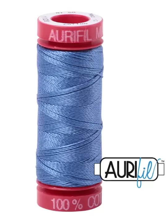 Fil Coton Mako 12 Aurifil 1128 Light Blue Violet - Petite bobine de 50 mètres