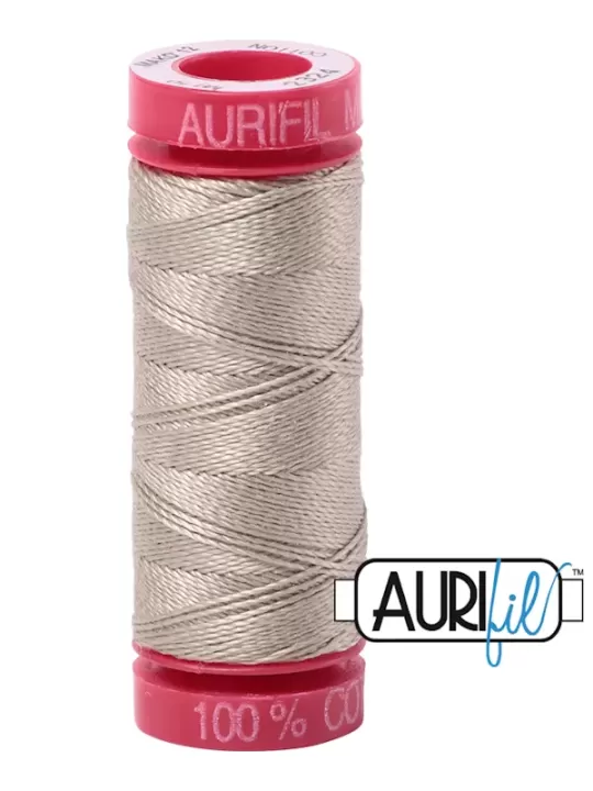 Fil Coton Mako 12 Aurifil 2324 Stone - Petite bobine de 50 mètres