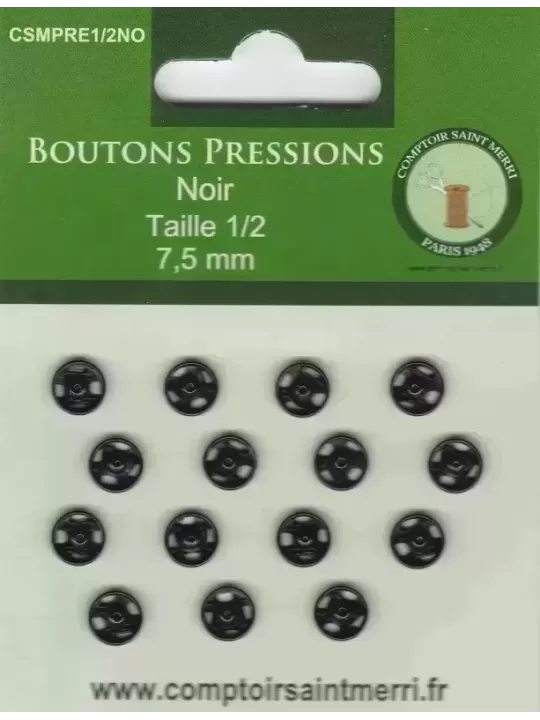 BOUTONS PRESSIONS NOIR Taille 1/2