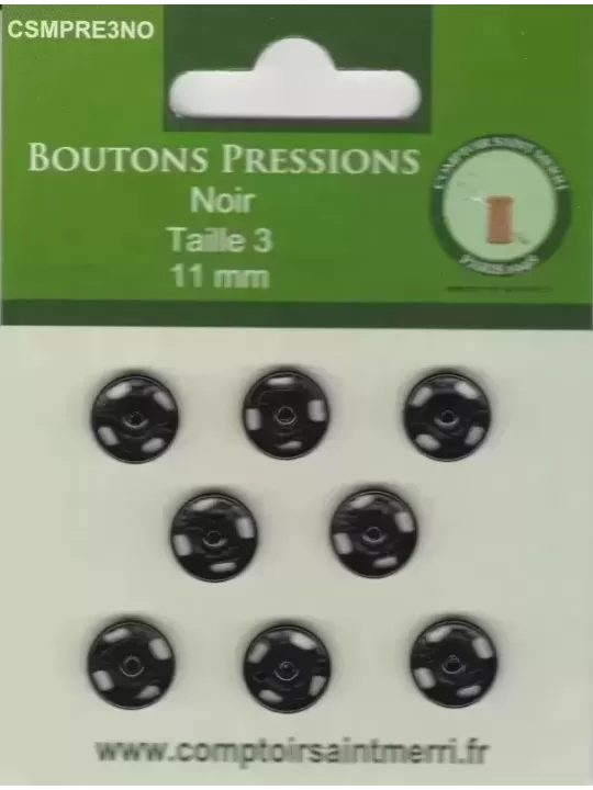 BOUTONS PRESSIONS NOIR Taille 3