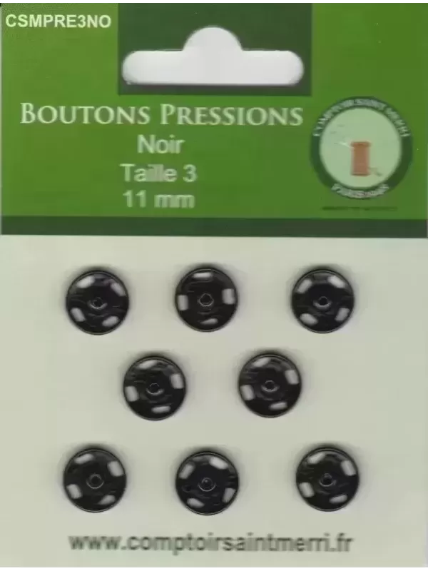 BOUTONS PRESSIONS NOIR Taille 3