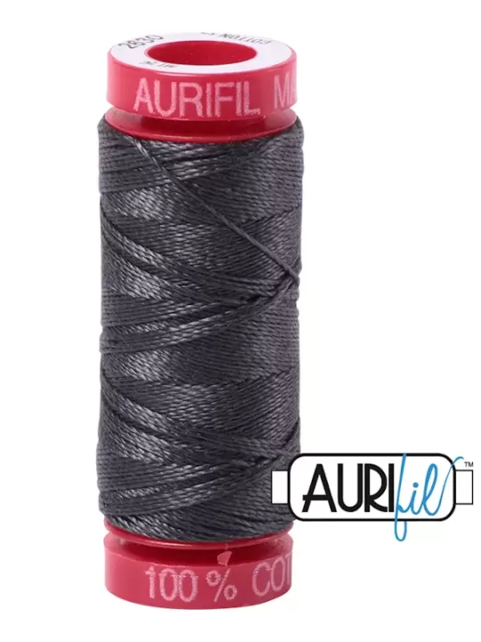 Fil Coton Mako 12 Aurifil 2630 Dark Pewter - Petite bobine de 50 mètres