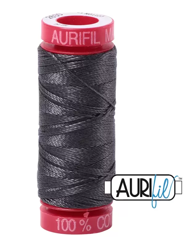 Fil Coton Mako 12 Aurifil 2630 Dark Pewter - Petite bobine de 50 mètres
