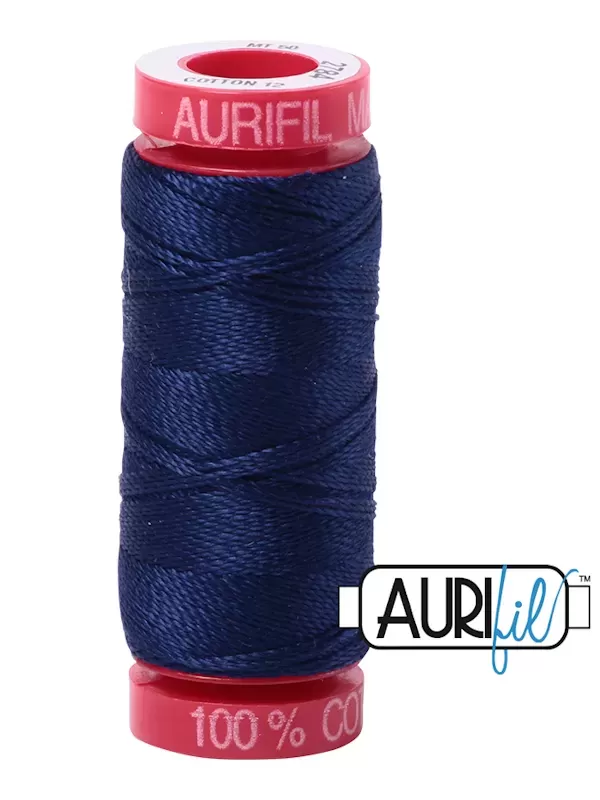 Fil Coton Mako 12 Aurifil 2784 Dark Navy - Petite bobine de 50 mètres