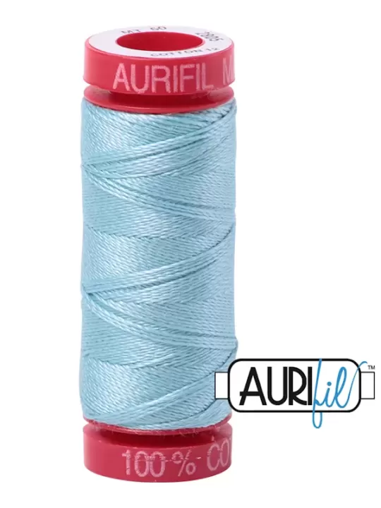 Fil Coton Mako 12 Aurifil 2805 Light Grey Turquoise - Petite bobine de 50 mètres