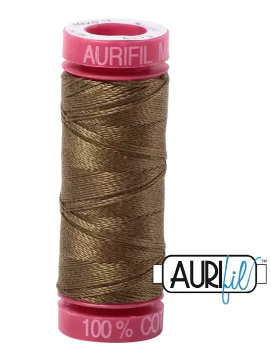 Fil Coton Mako 12 Aurifil 4173 Dark Olive - Petite bobine de 50 mètres