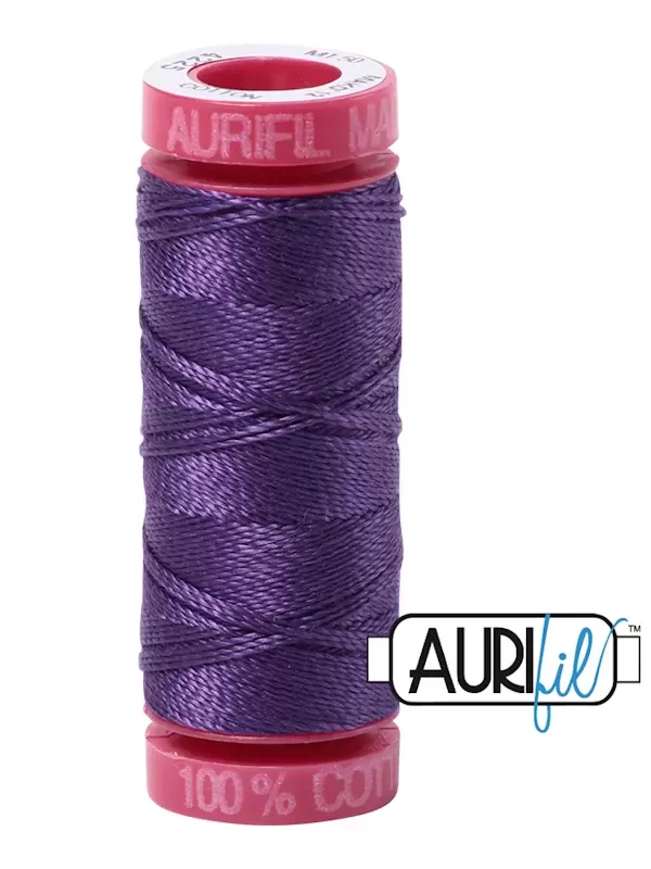 Fil Coton Mako 12 Aurifil 4225 Eggplant - Petite bobine de 50 mètres