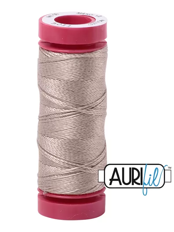 Fil Coton Mako 12 Aurifil 5011 Rope Beige - Petite bobine de 50 mètres