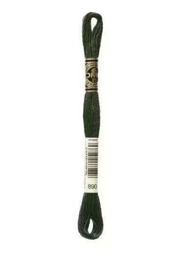 Fil Mouliné Spécial DMC 890 Vert Forêt noire