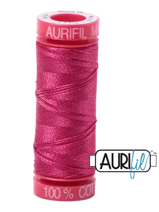 Fil Coton Mako 12 Aurifil 1100 Red Plum - Petite bobine de 50 mètres