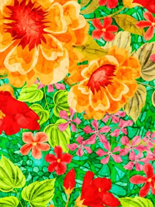 QT FABRICS - AMBIANCE par Dan Morris 28607.G Large Floral Green