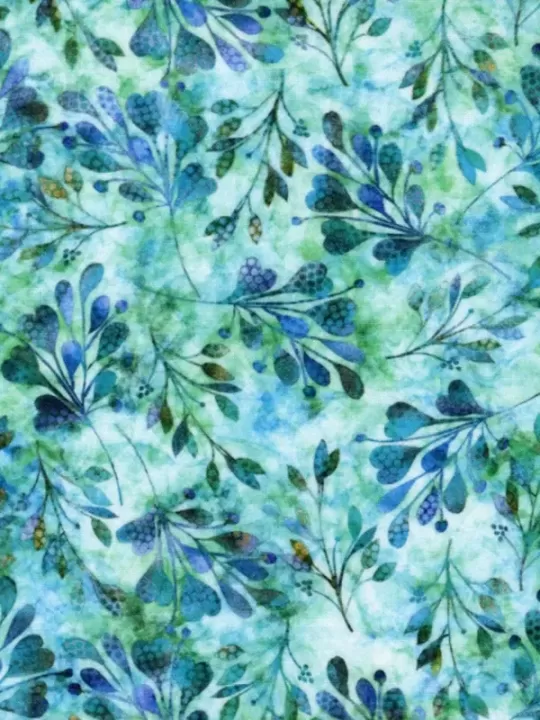 QT FABRICS - PERIWINKLE par Dan Morris 28634.Q Leaf Spray Teal