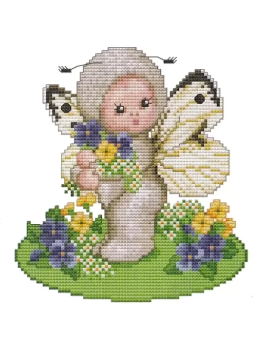 Grille de broderie à points comptés BÉBÉ PAPILLON DU PRINTEMPS d'Ellen Maurer-Stroh