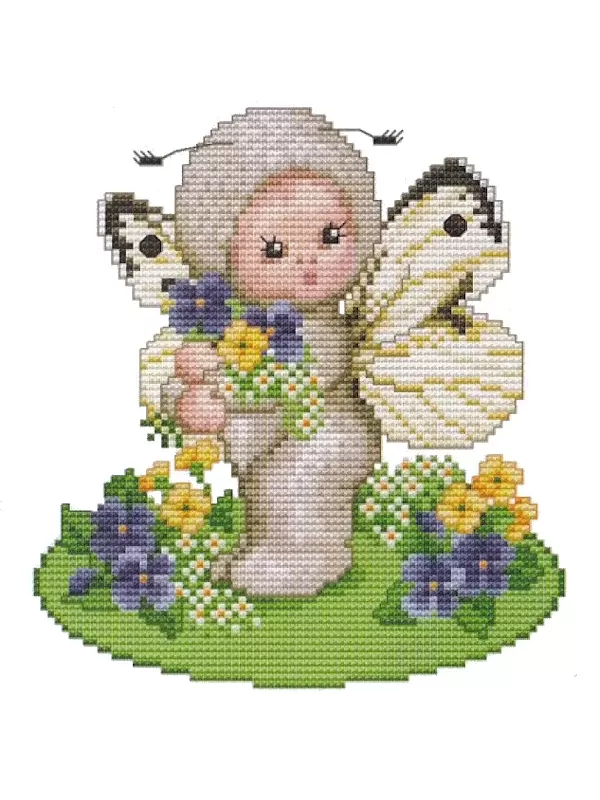 Grille de broderie à points comptés BÉBÉ PAPILLON DU PRINTEMPS d'Ellen Maurer-Stroh