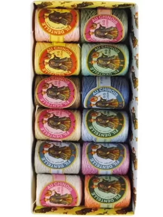 Assortiment 12 Cocons Calais Fil au Chinois Tons pastels