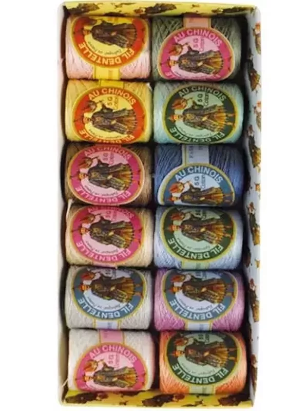 Assortiment 12 Cocons Calais Fil au Chinois Tons pastels