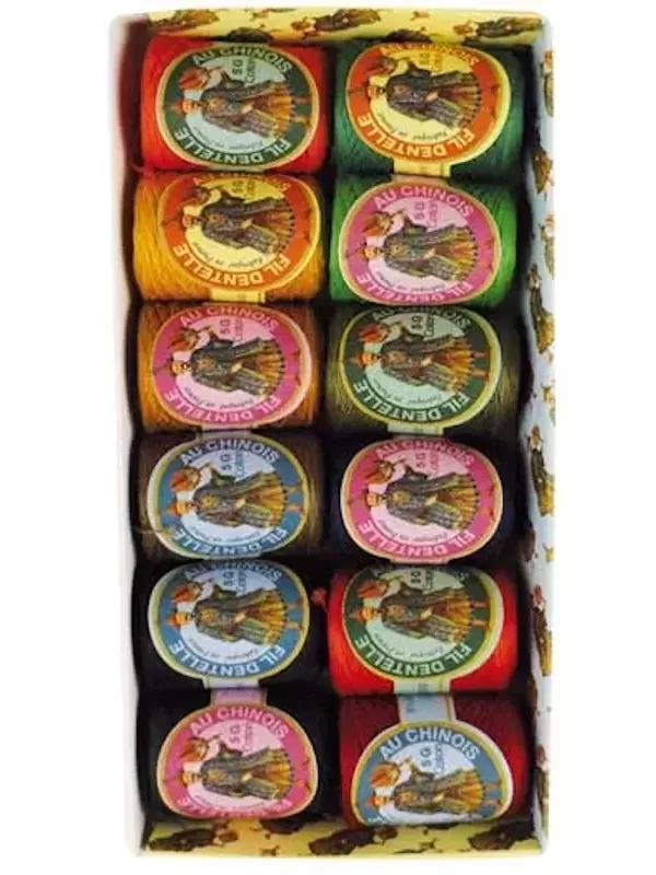 Assortiment 12 Cocons Calais Fil au Chinois Tons soutenus