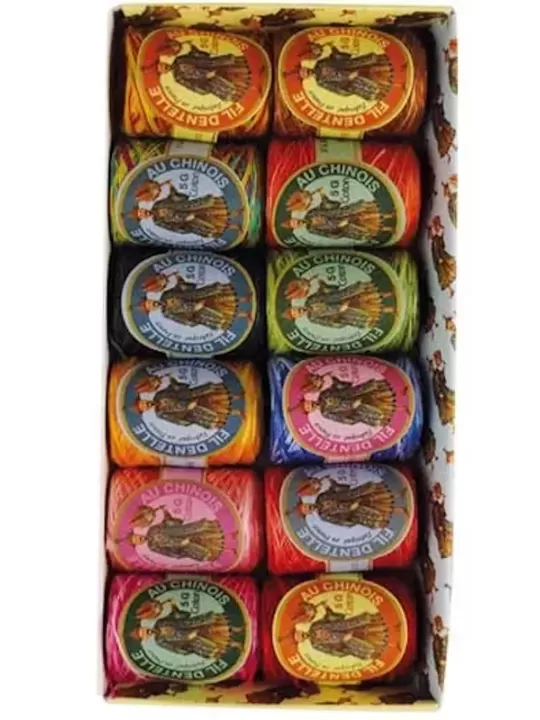 Assortiment 12 Cocons Calais Fil au Chinois Tons multicolores