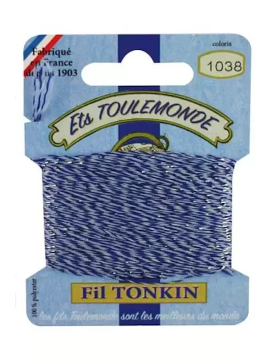 Fil à broder brillant Tonkin 1038 Chiné bleu