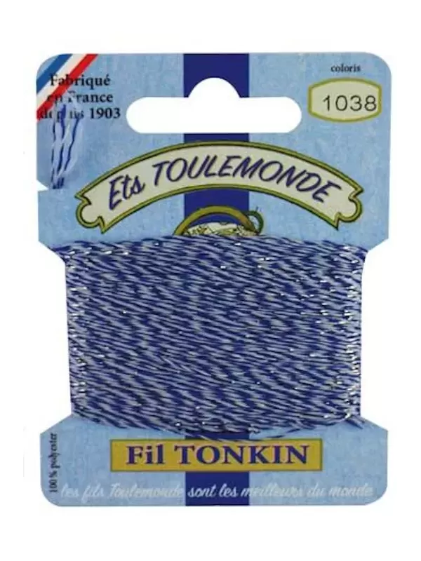 Fil à broder brillant Tonkin 1038 Chiné bleu