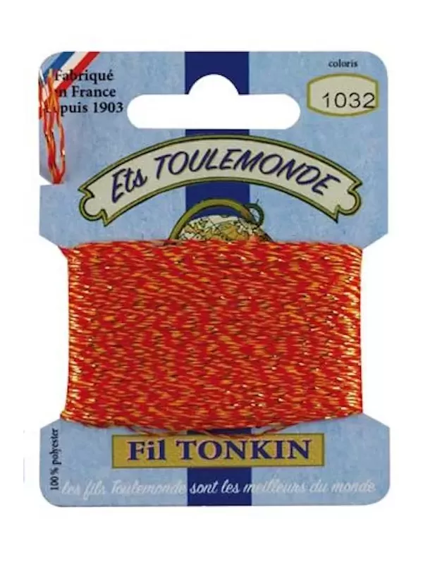 Fil à broder brillant Tonkin 1032 Chiné orange