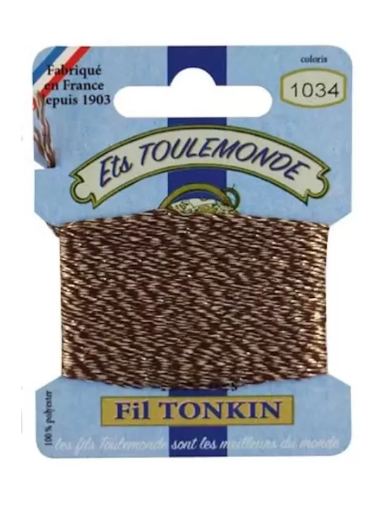 Fil à broder brillant Tonkin 1034 Chiné marron
