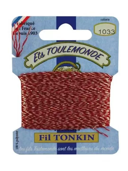 Fil à broder brillant Tonkin 1033 Chiné rouge