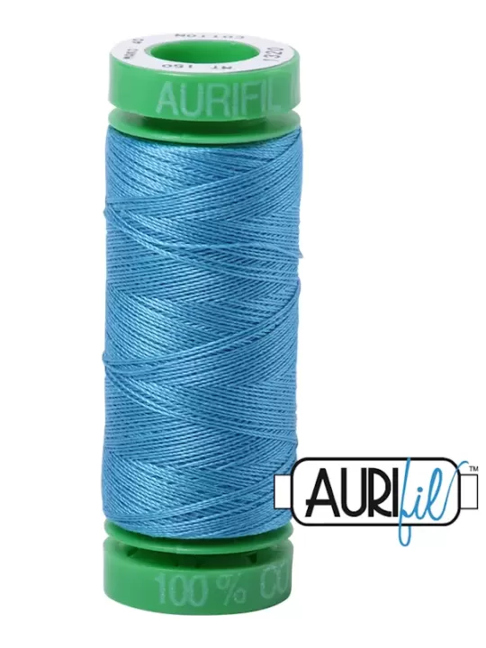 Fil Coton Mako 40 Aurifil 1320 Bright Teal - Petite bobine de 150 mètres